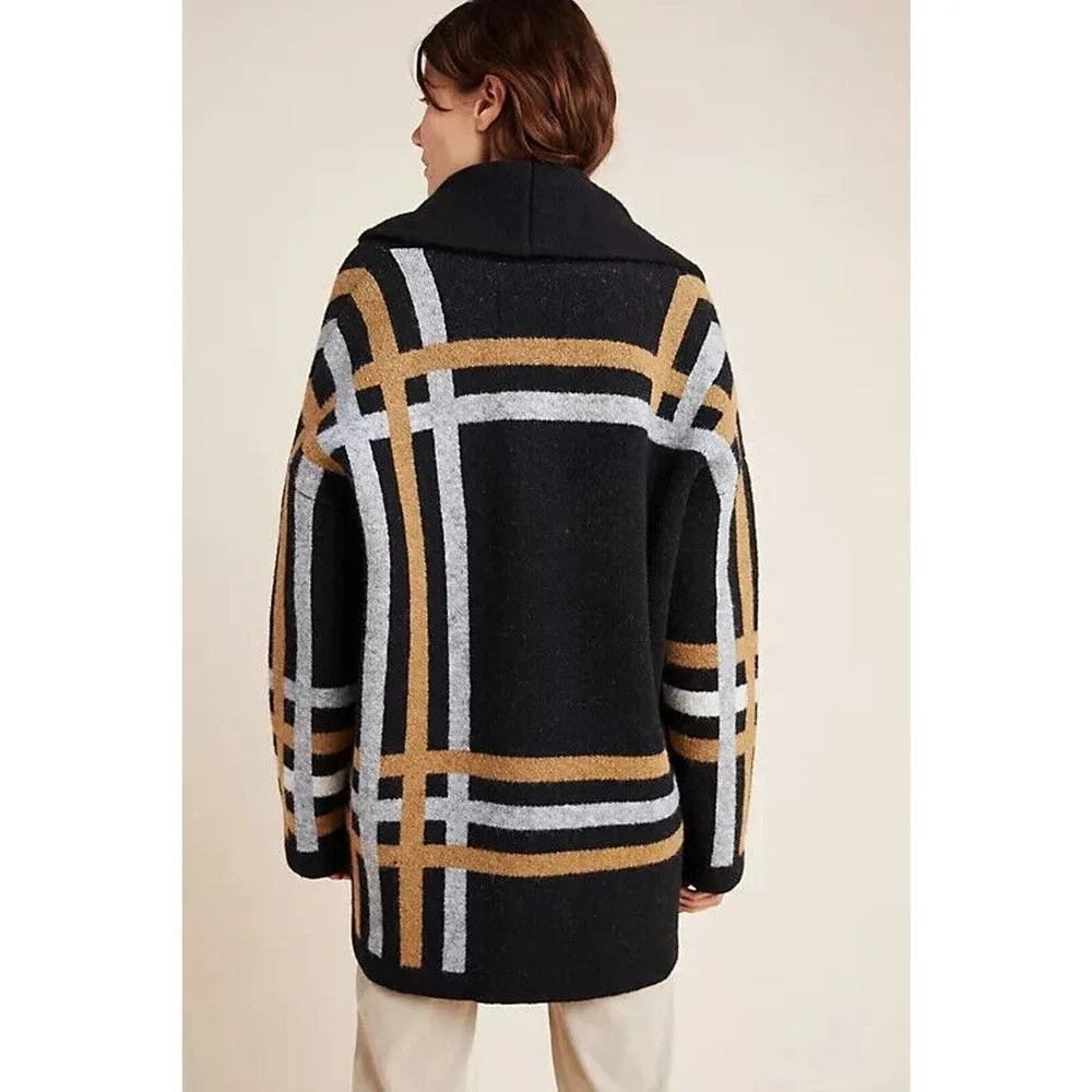 NWT Anthropologie Ferna Plaid Sweater Coat Wool Blend Women's SP Small Petite - Picture 7 of 14
